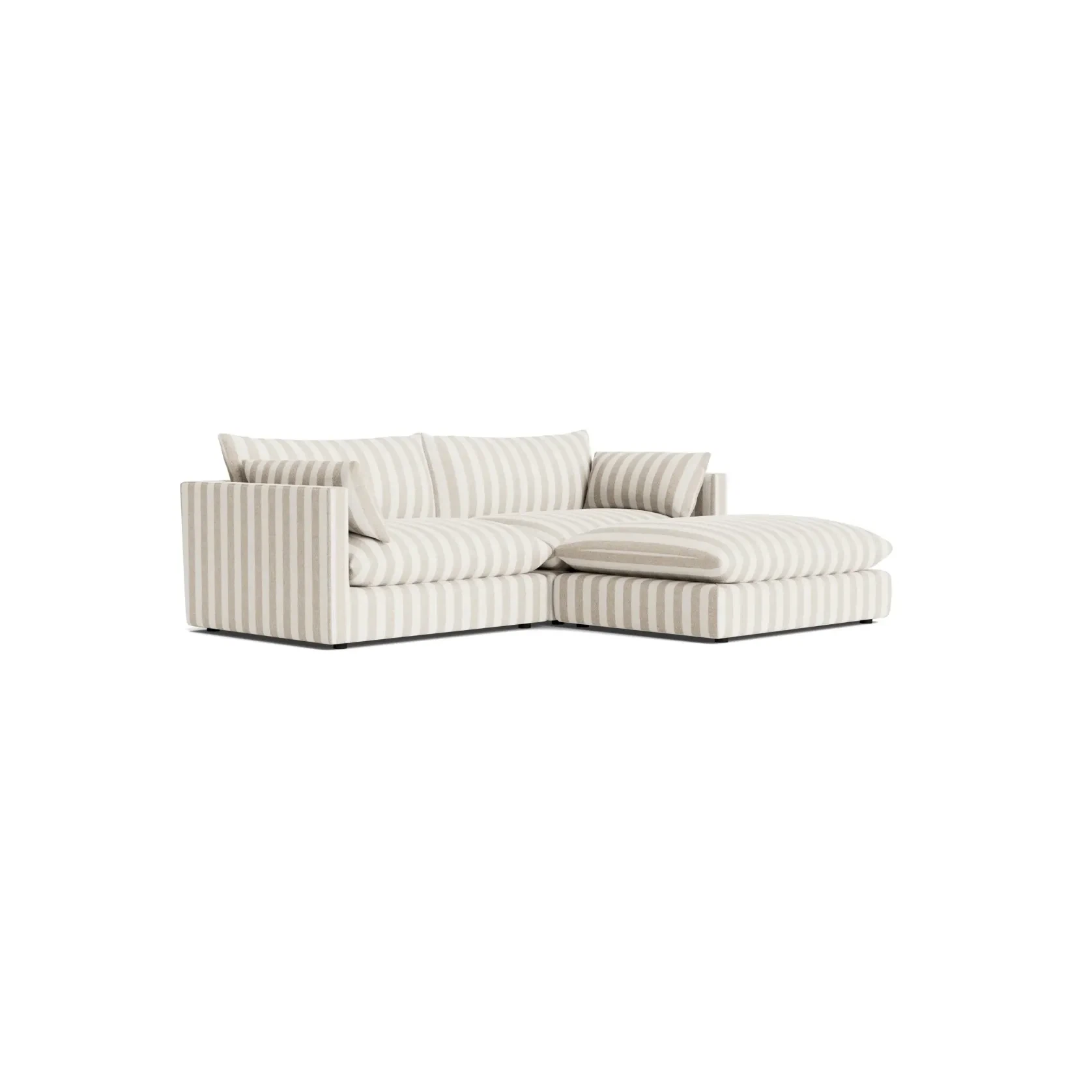 Sidney Slipcover 4 Seater Chaise Sofa - Marnie Sand Stripe gallery detail image