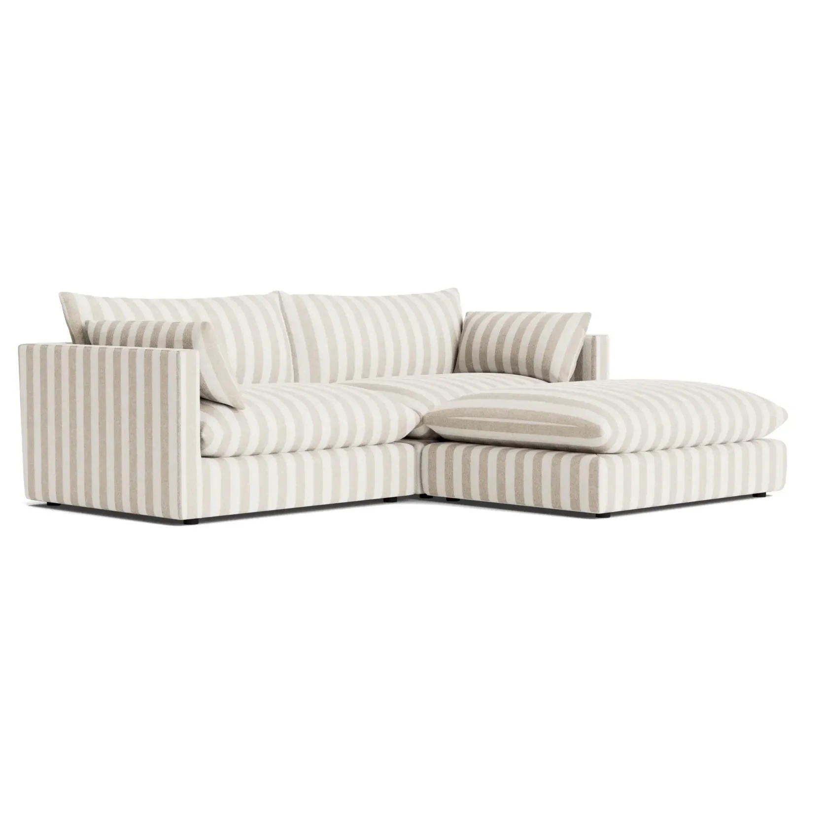 Sidney Slipcover 4 Seater Chaise Sofa - Marnie Sand Stripe gallery detail image