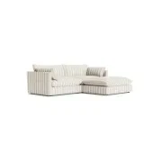 Sidney Slipcover 4 Seater Chaise Sofa - Marnie Sand Stripe gallery detail image