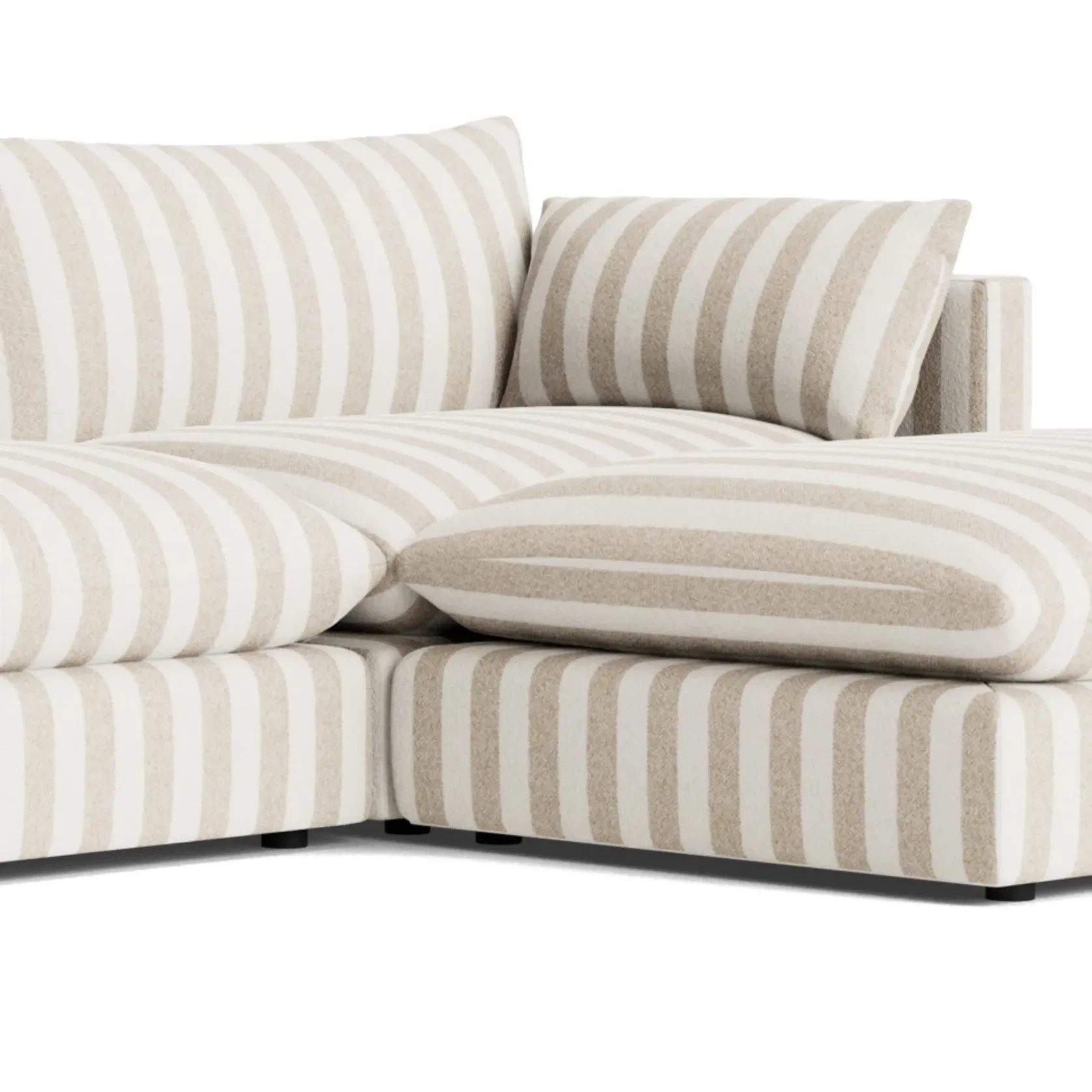 Sidney Slipcover 4 Seater Chaise Sofa - Marnie Sand Stripe gallery detail image