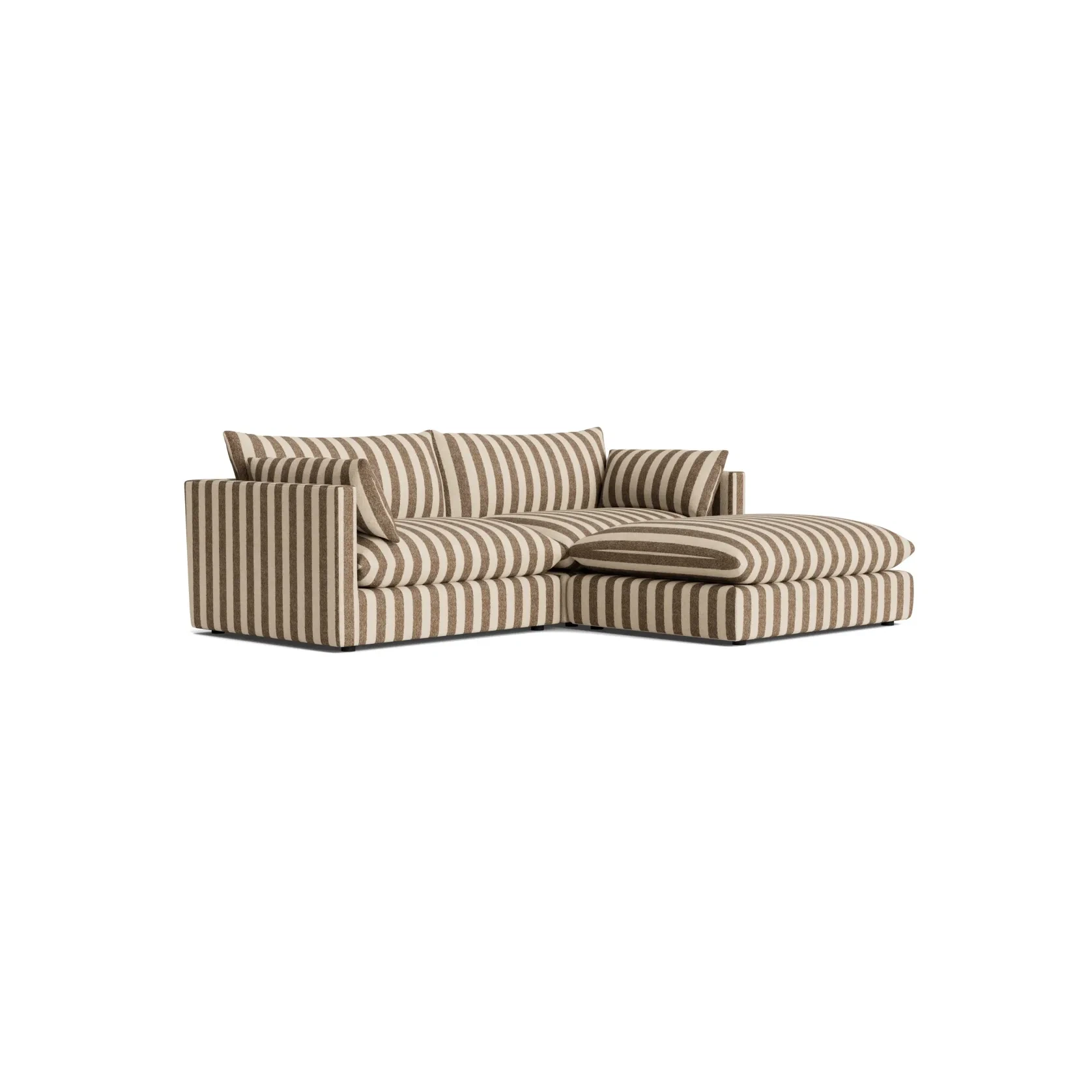 Sidney Slipcover 4 Seater Chaise Sofa - Marnie Coconut Stripe gallery detail image