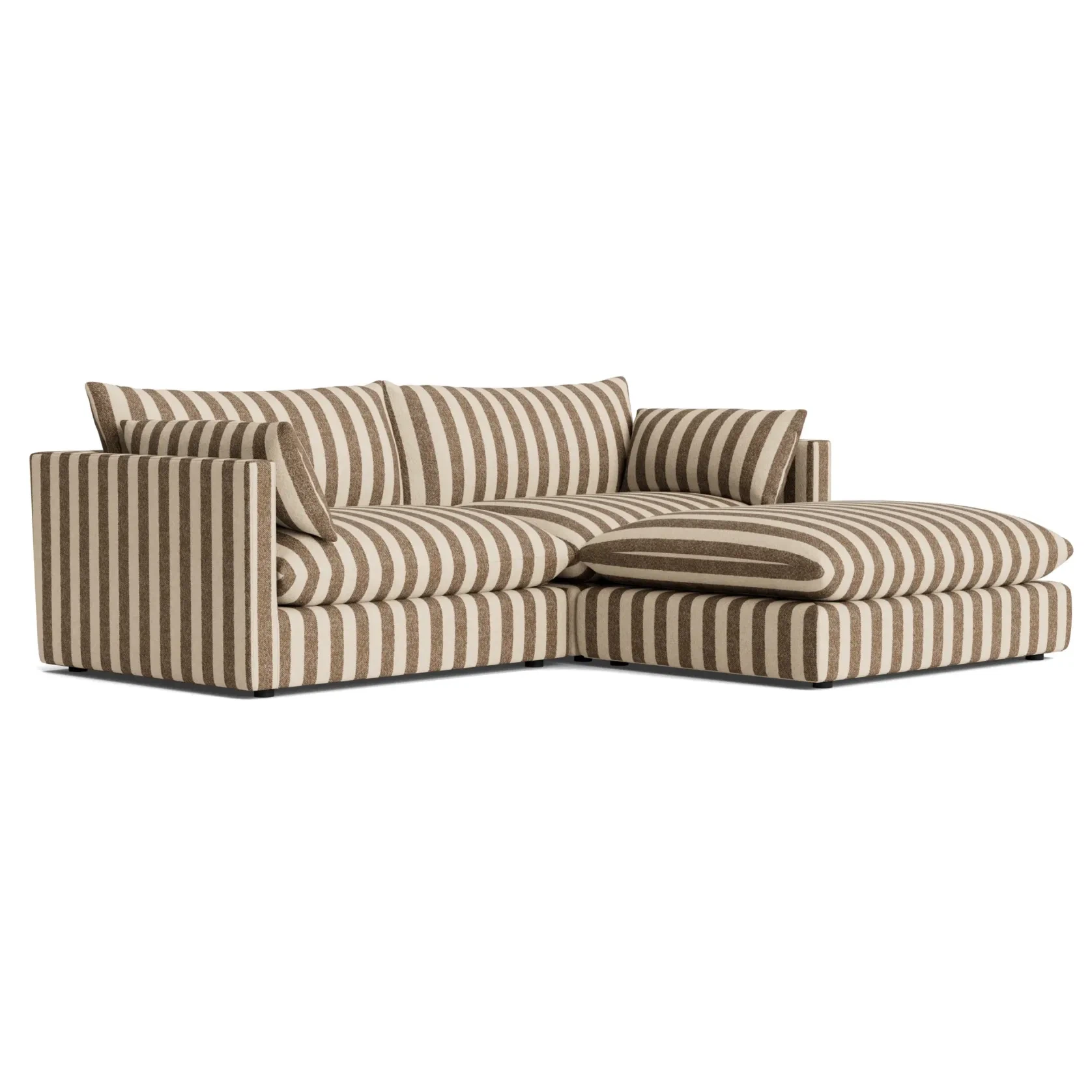 Sidney Slipcover 4 Seater Chaise Sofa - Marnie Coconut Stripe gallery detail image