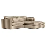 Sidney Slipcover 4 Seater Chaise Sofa - Marnie Coconut Stripe gallery detail image