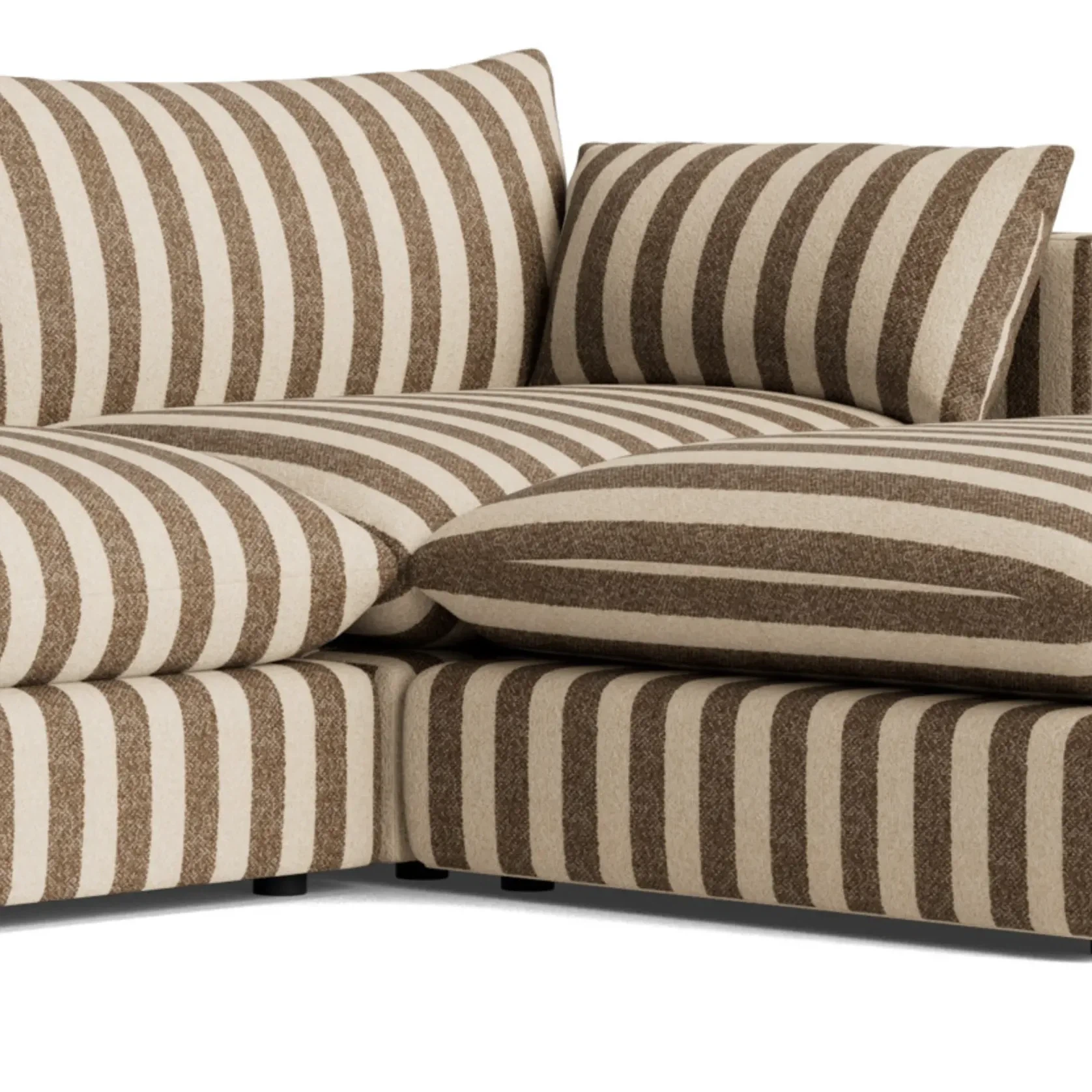 Sidney Slipcover 4 Seater Chaise Sofa - Marnie Coconut Stripe gallery detail image