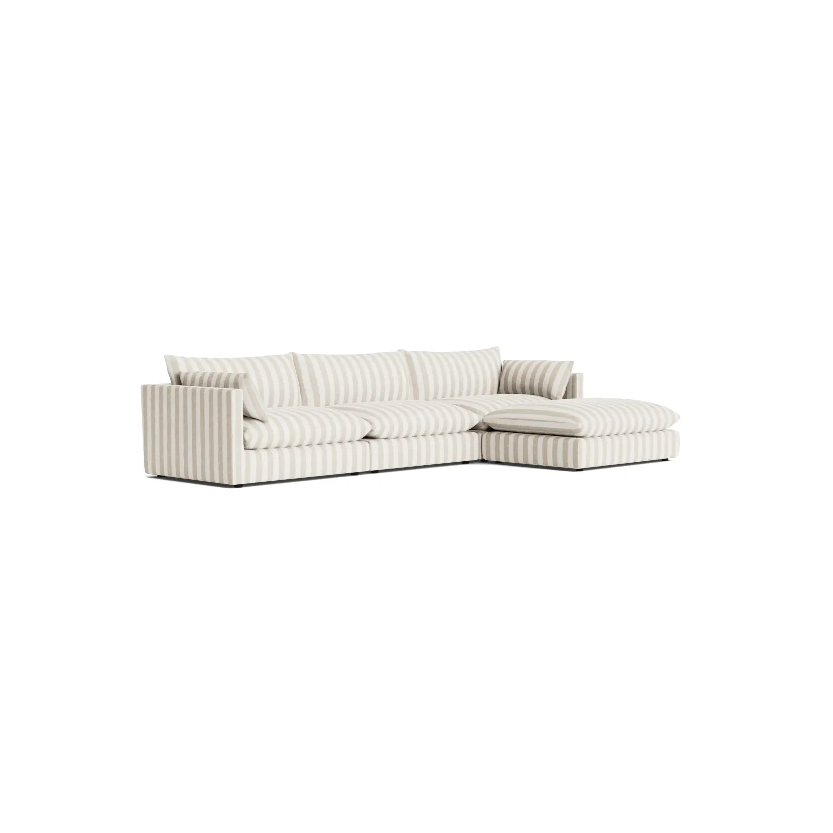Sidney Slipcover 5 Seater Chaise Sofa - Marnie Sand Stripe gallery detail image