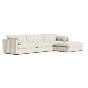 Sidney Slipcover 5 Seater Chaise Sofa - Marnie Sand Stripe gallery detail image