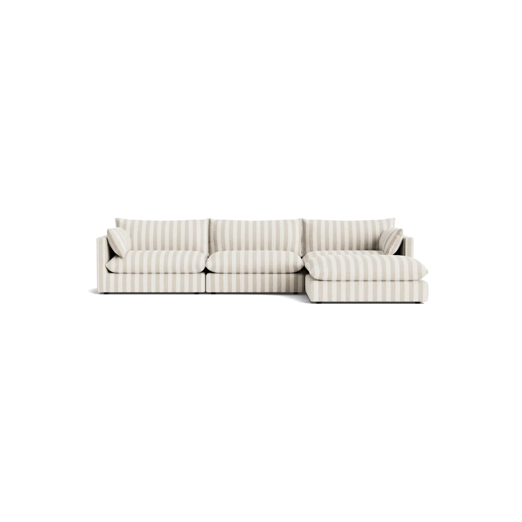 Sidney Slipcover 5 Seater Chaise Sofa - Marnie Sand Stripe gallery detail image