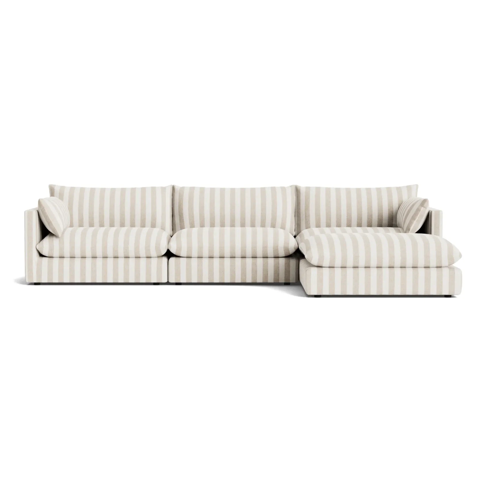 Sidney Slipcover 5 Seater Chaise Sofa - Marnie Sand Stripe gallery detail image