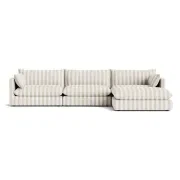Sidney Slipcover 5 Seater Chaise Sofa - Marnie Sand Stripe gallery detail image