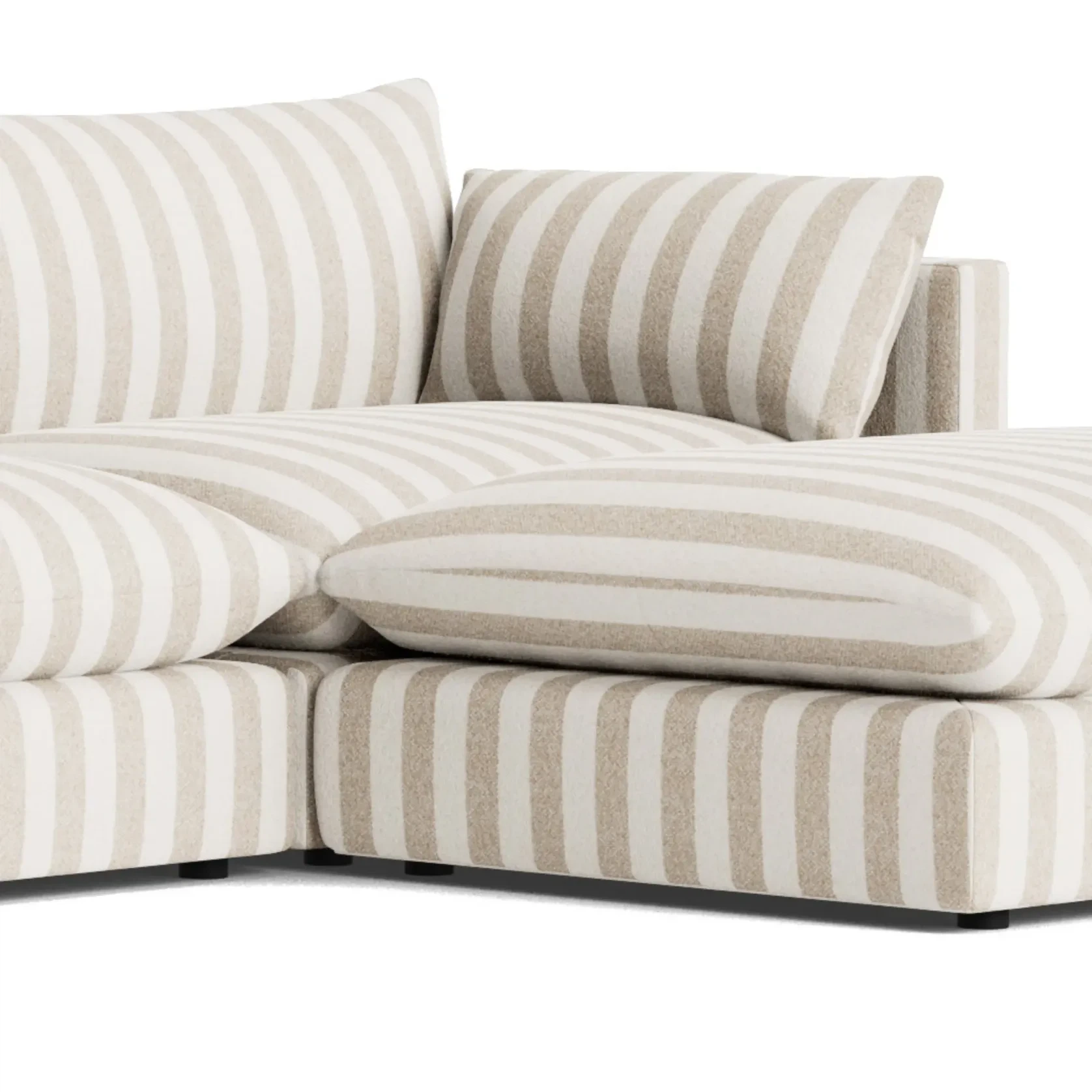 Sidney Slipcover 5 Seater Chaise Sofa - Marnie Sand Stripe gallery detail image