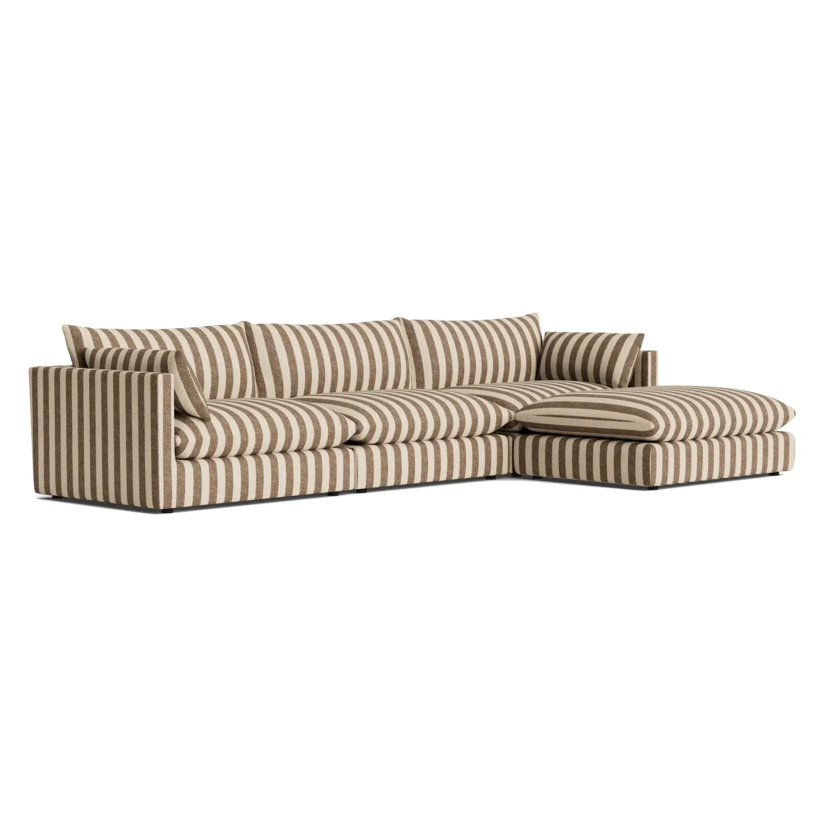Sidney Slipcover 5 Seater Chaise Sofa - Marnie Coconut Stripe gallery detail image