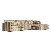 Sidney Slipcover 5 Seater Chaise Sofa - Marnie Coconut Stripe gallery detail image