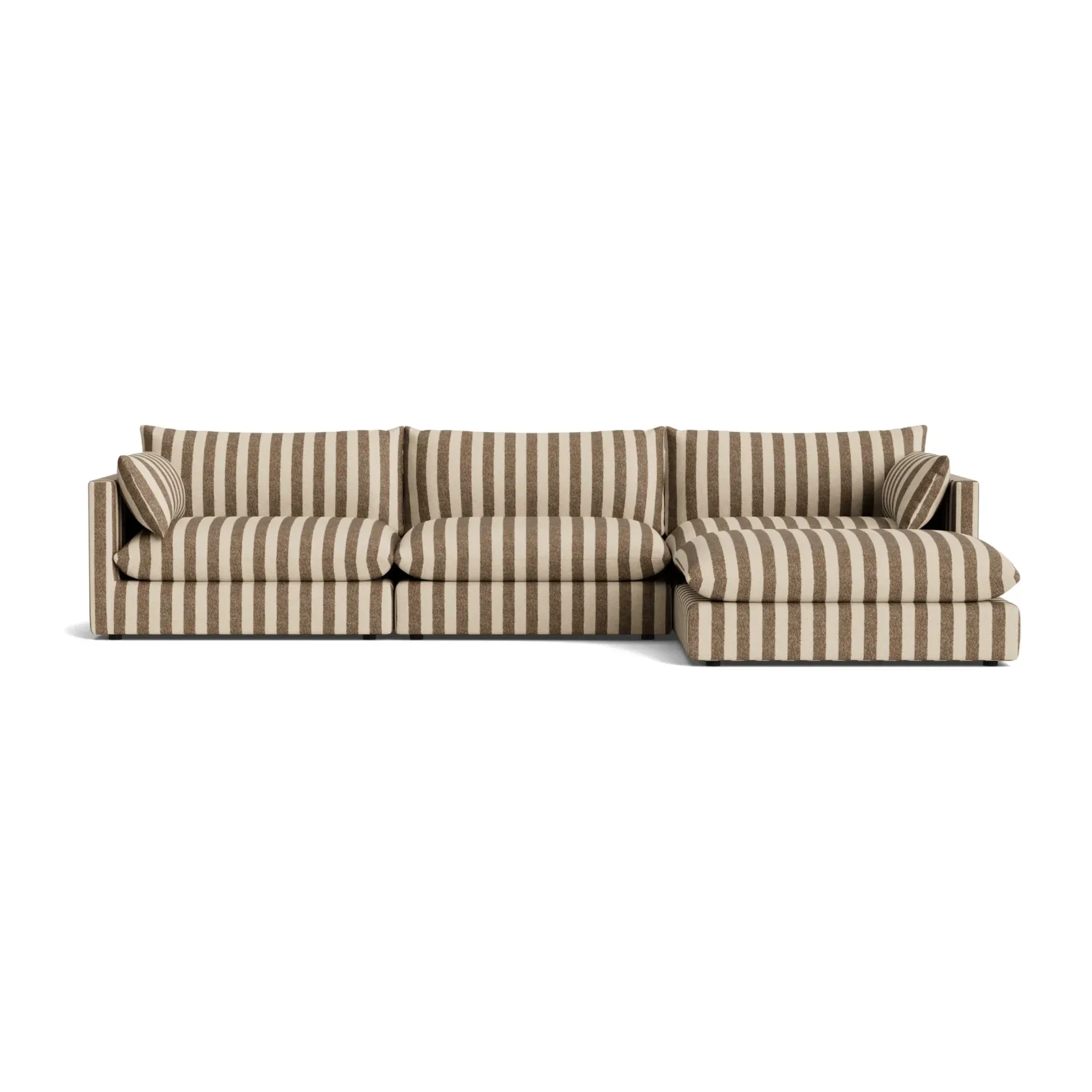 Sidney Slipcover 5 Seater Chaise Sofa - Marnie Coconut Stripe gallery detail image
