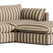 Sidney Slipcover 5 Seater Chaise Sofa - Marnie Coconut Stripe gallery detail image