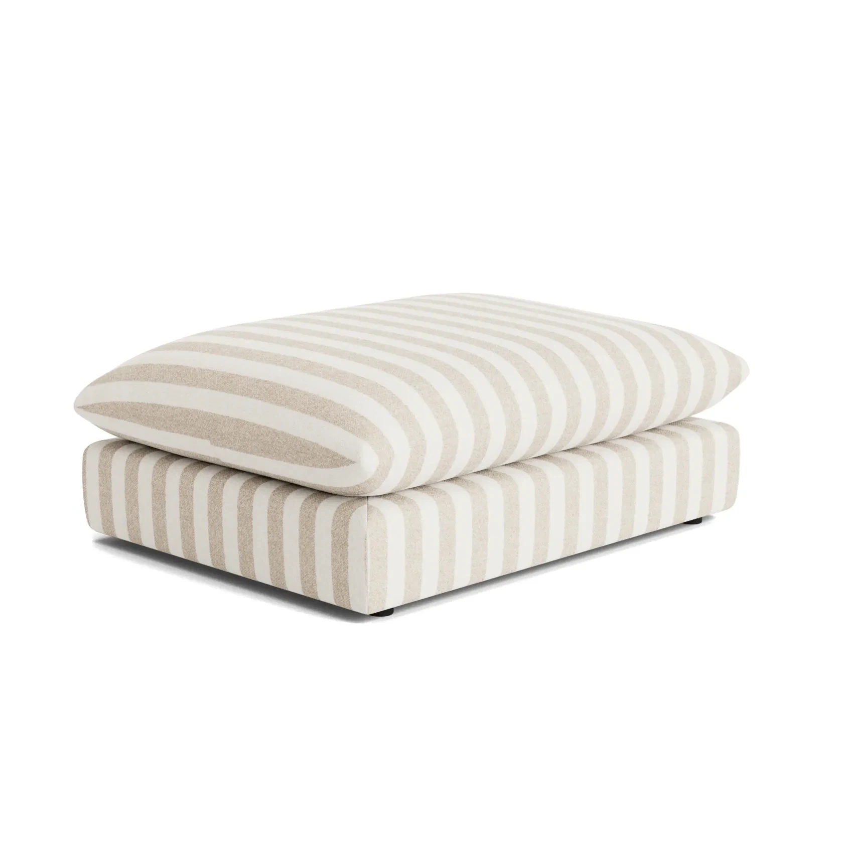 Sidney Slipcover Ottoman - Marnie Sand Stripe gallery detail image