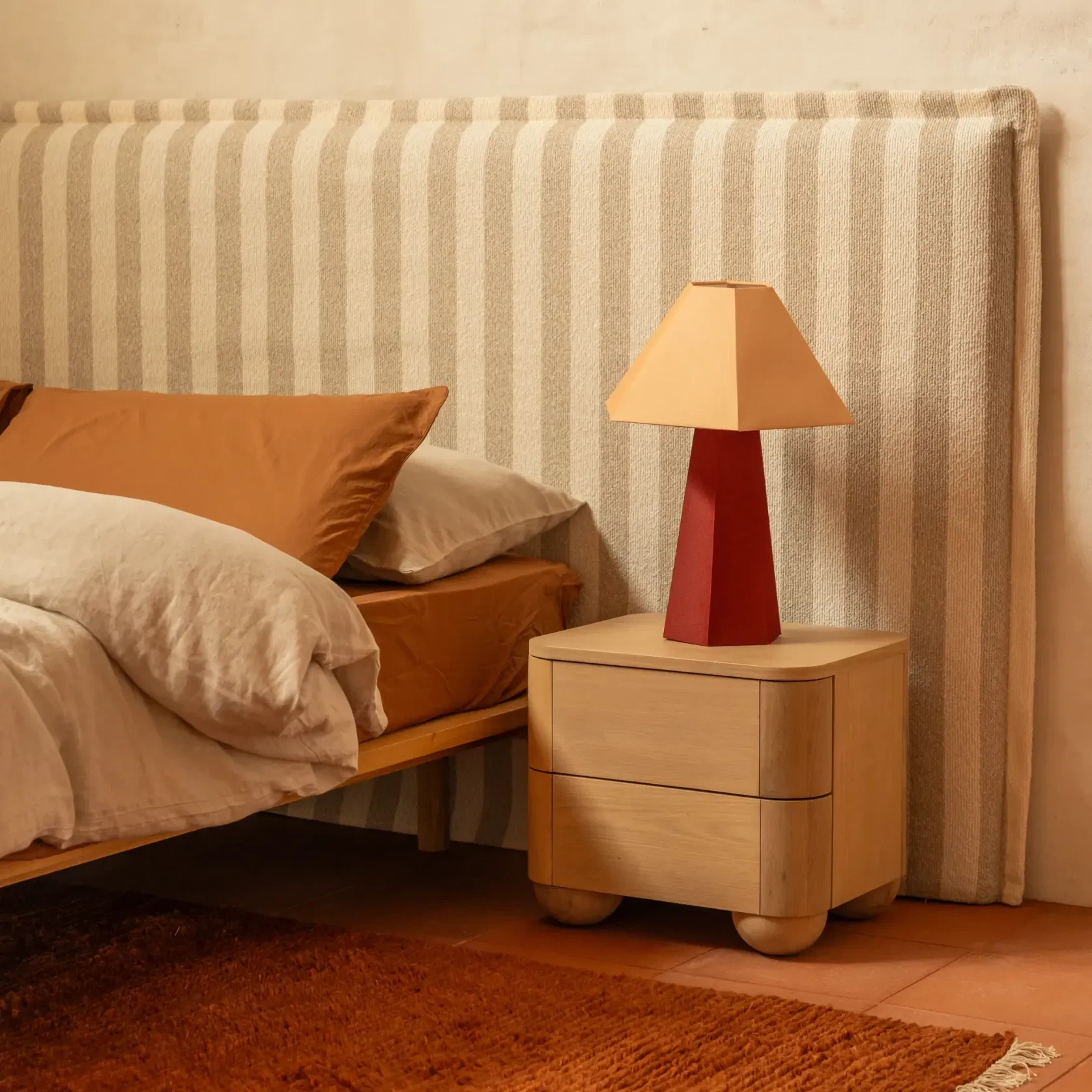 Sidney Slipcover Bed Head 270cm - Marnie Sand Stripe gallery detail image