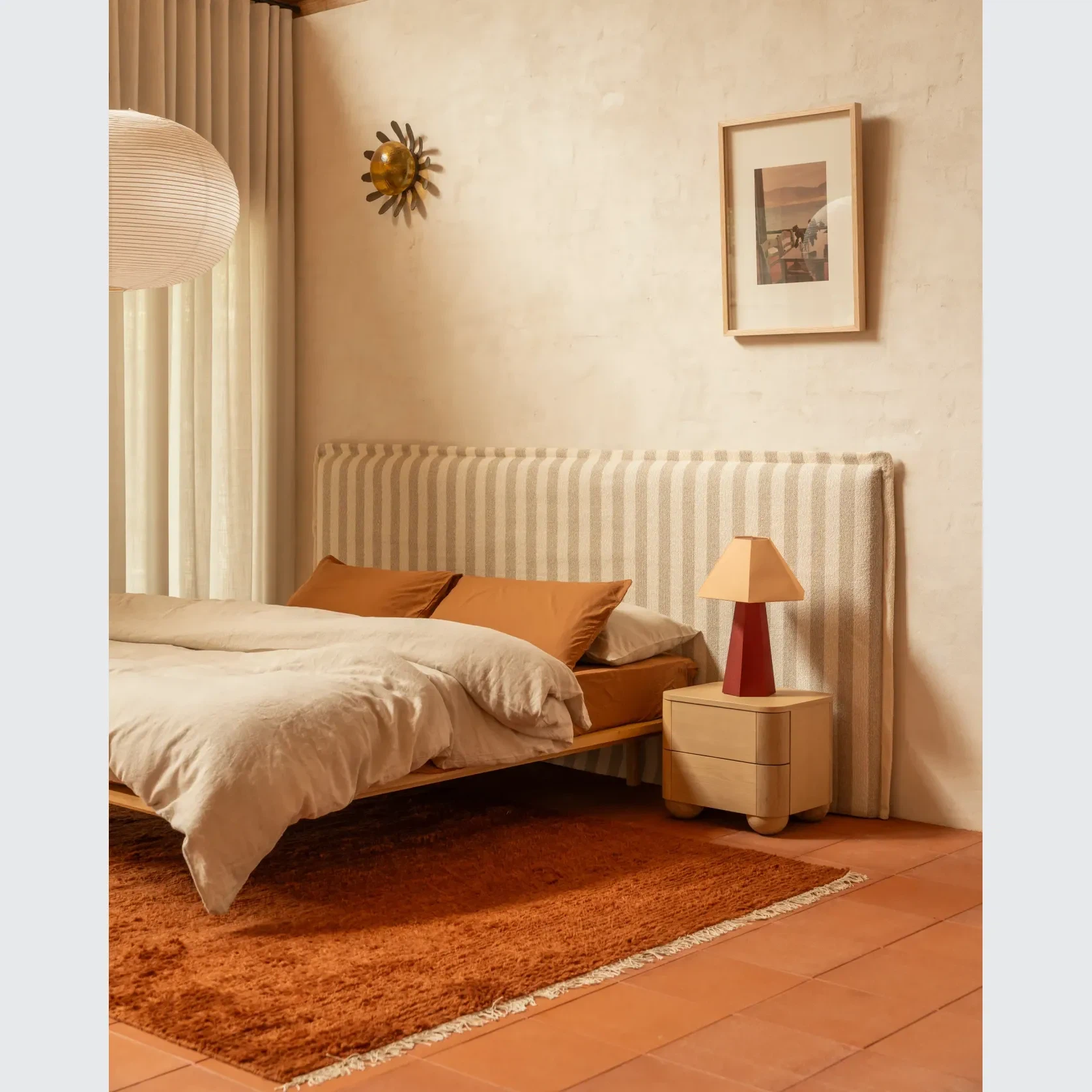 Sidney Slipcover Bed Head 270cm - Marnie Sand Stripe gallery detail image