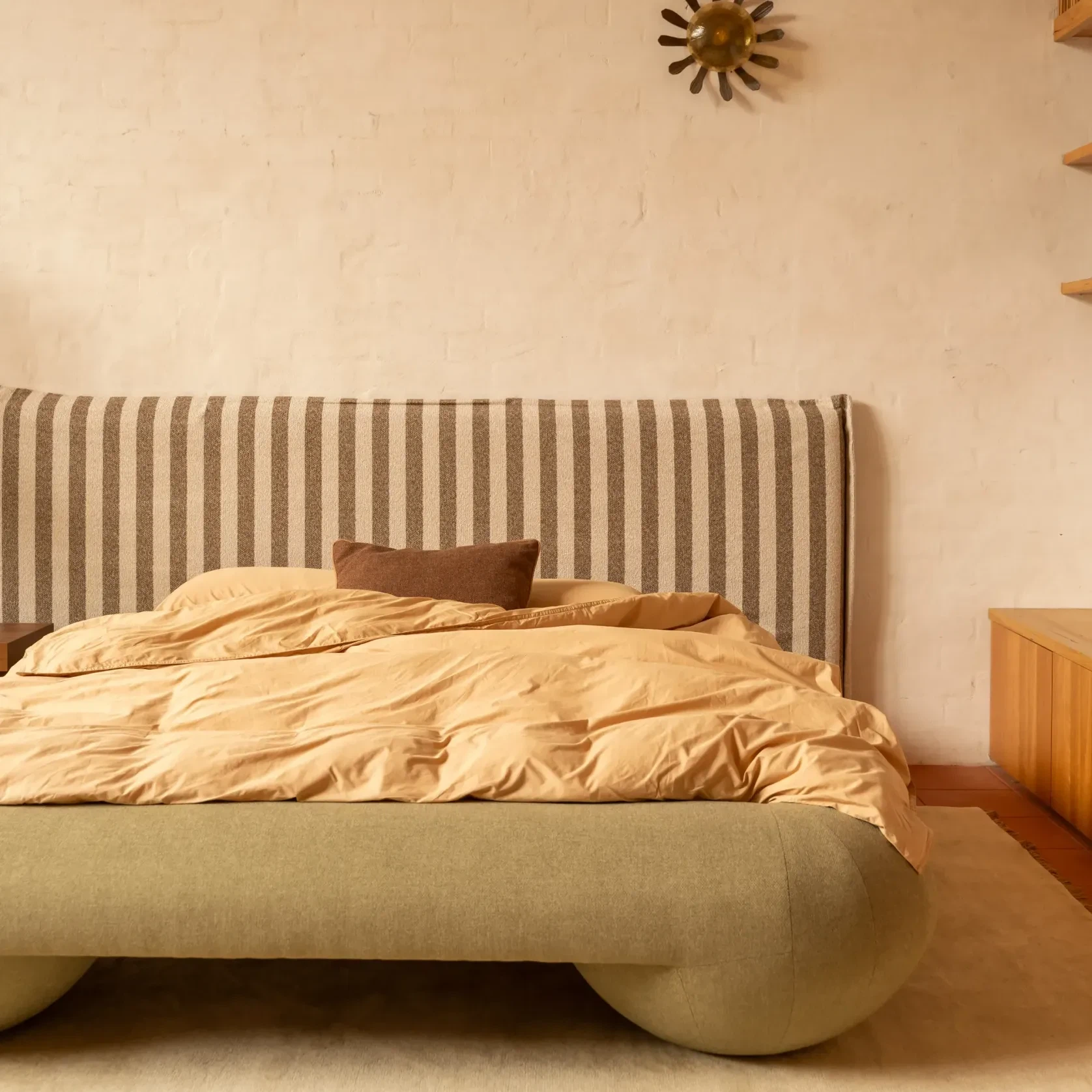 Sidney Slipcover Bed Head 270cm - Marnie Coconut Stripe gallery detail image