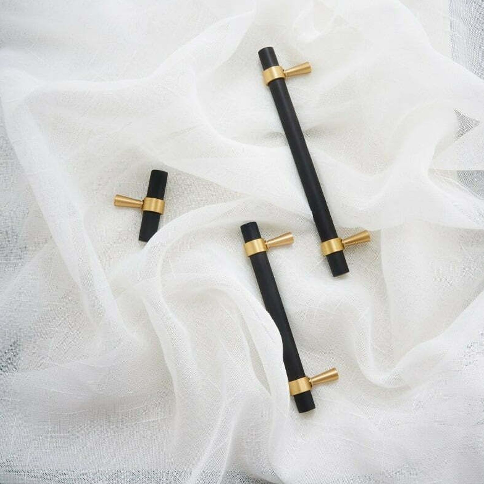 KT&CO Kitchen handles pull matte black Brass Byron Bay gallery detail image