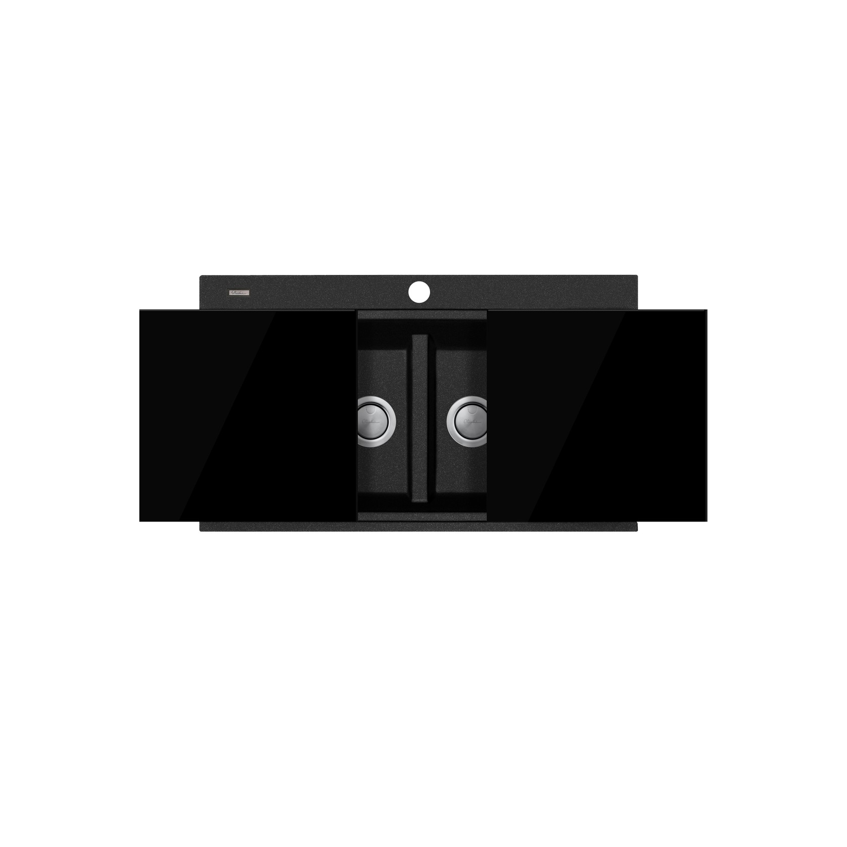 Santorini Black Double Bowl Topmount Sink With Glass Top gallery detail image