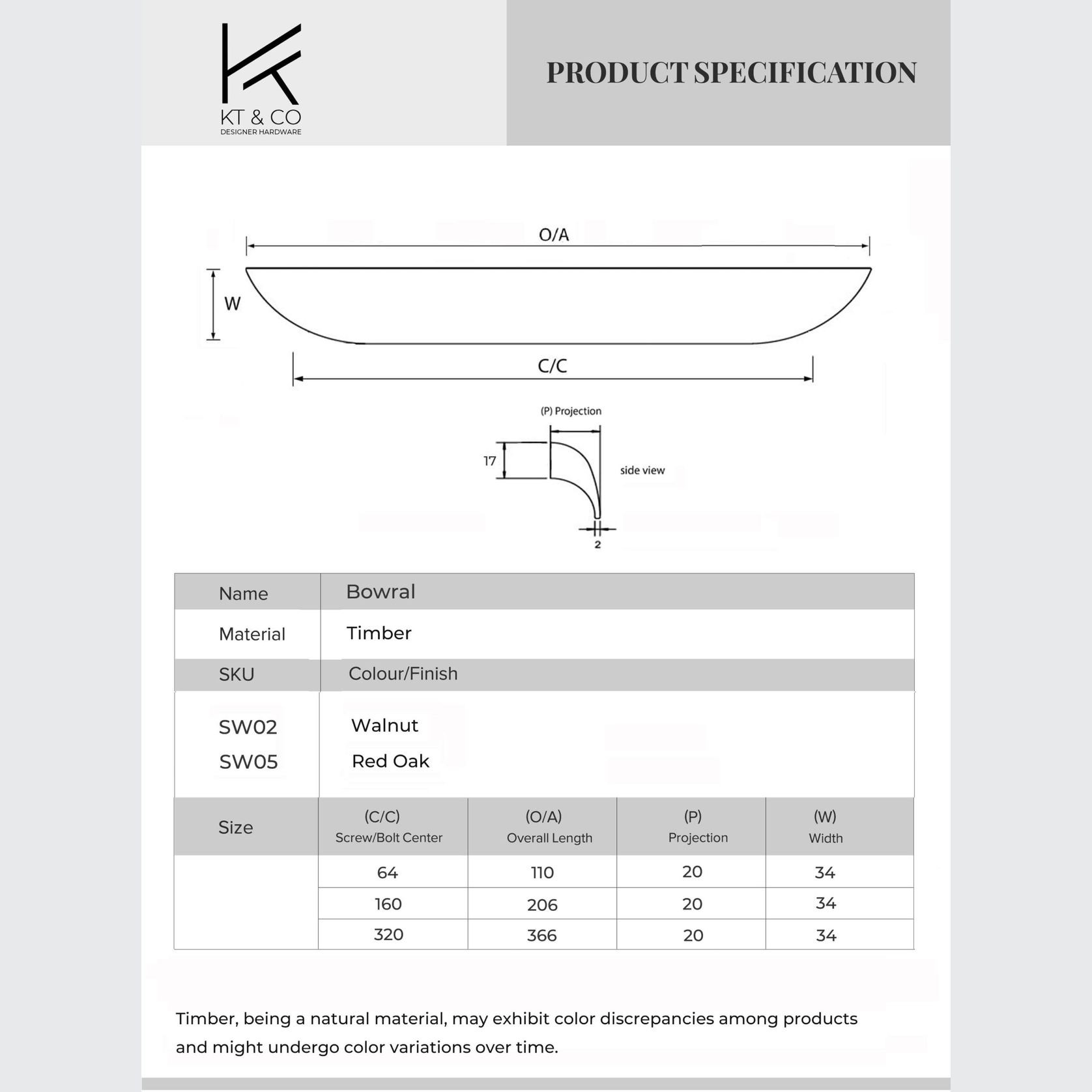 Bowral Natural Timber Cabinet Handles gallery detail image