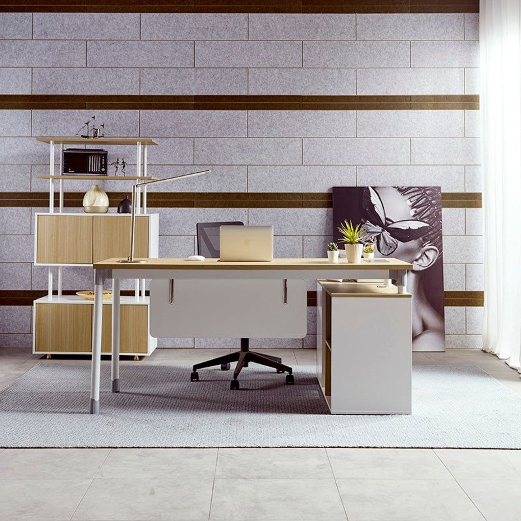 RAVEN SINGLE Workstation 160-180/100cm - Natural White gallery detail image