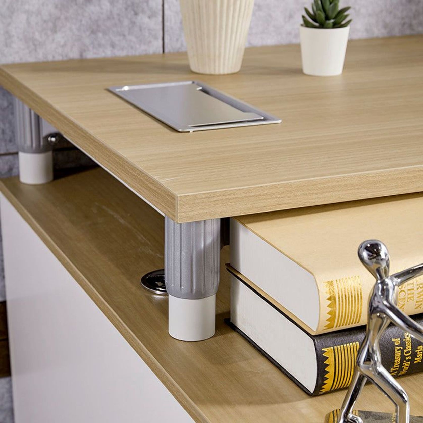 RAVEN SINGLE Workstation 160-180/100cm - Natural White gallery detail image