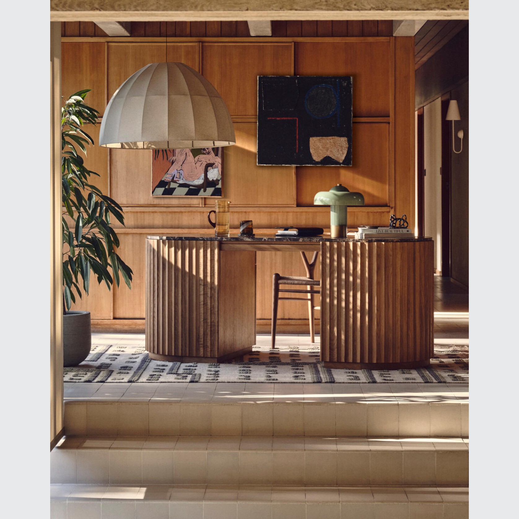 Soho Home | Railton Desk | Dark Emperador Marble gallery detail image
