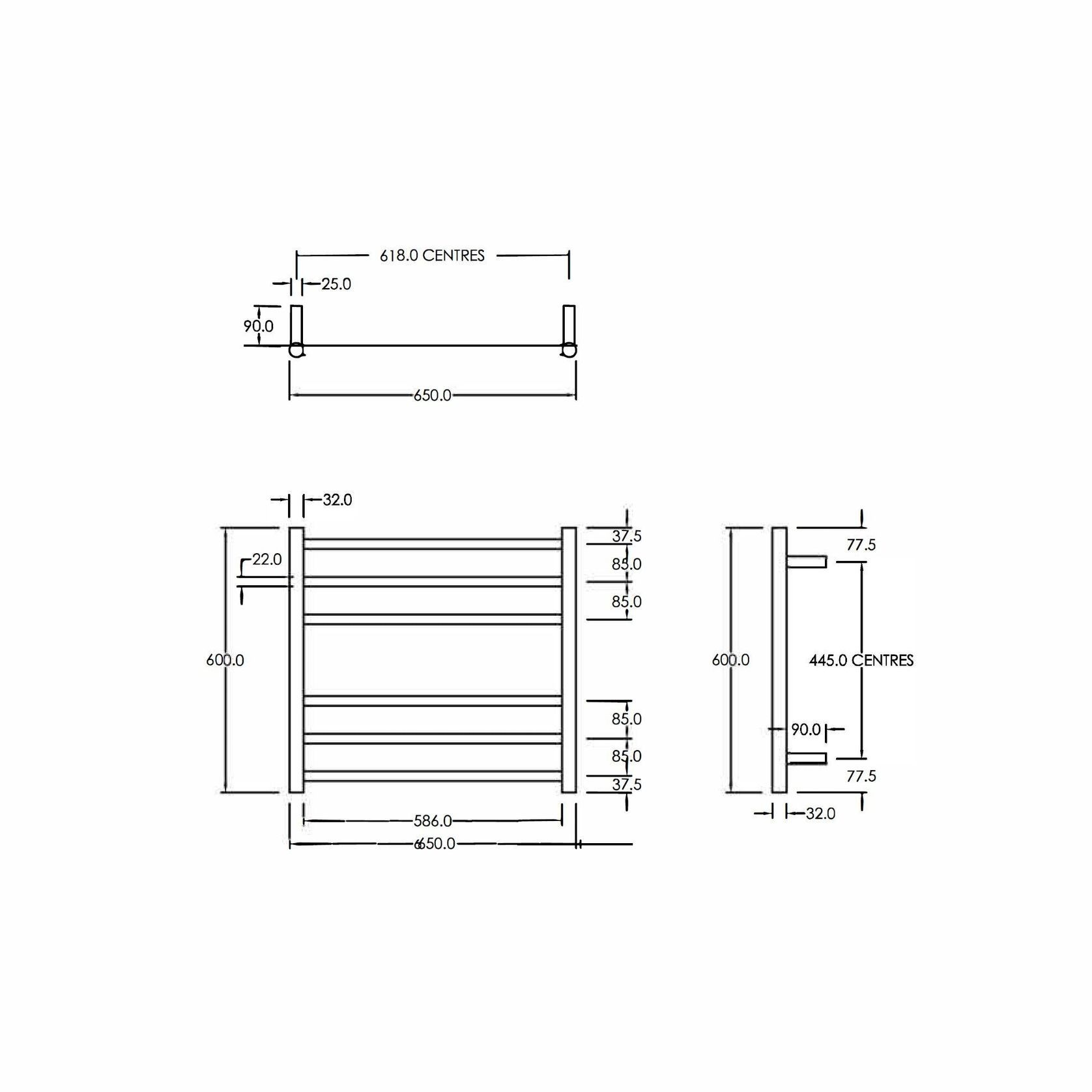 Round Heated Towel Ladders 600x650mm gallery detail image
