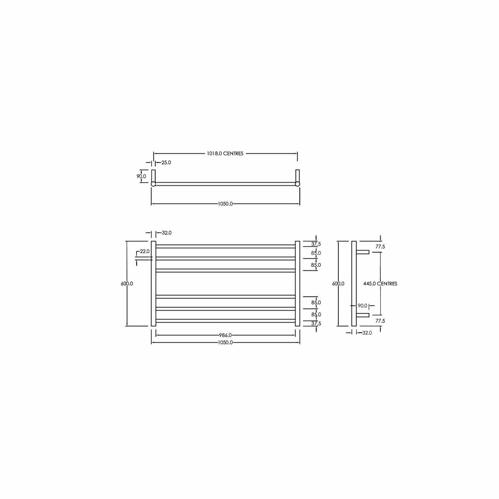 Round Heated Towel Ladder 600x1050mm gallery detail image