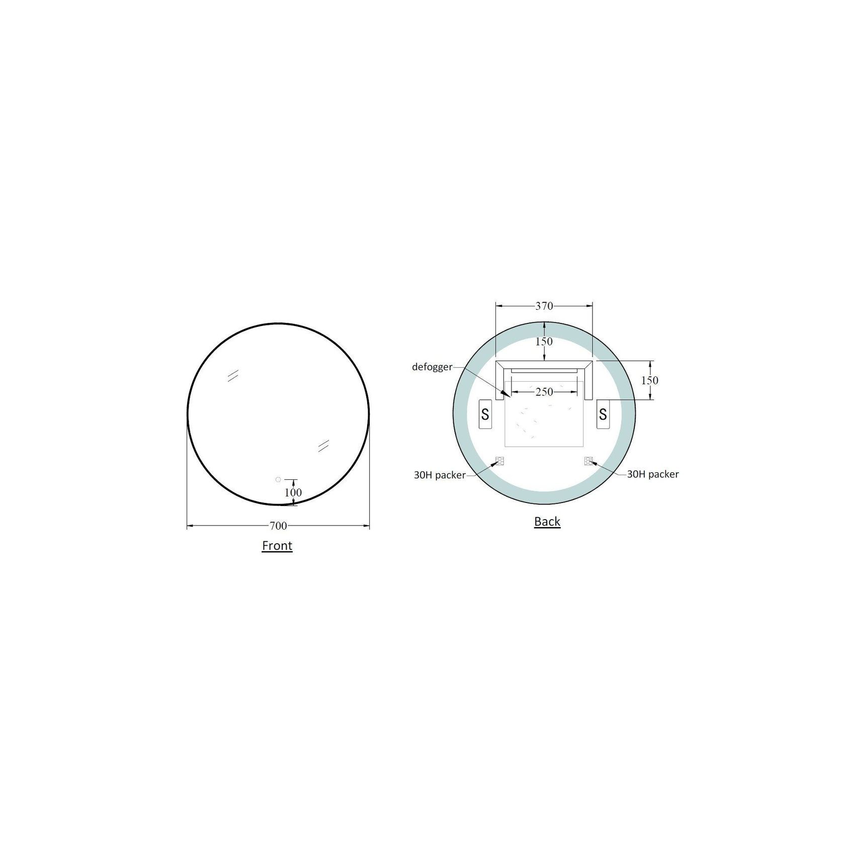 Code Solace Round Black Framed Led Mirror gallery detail image