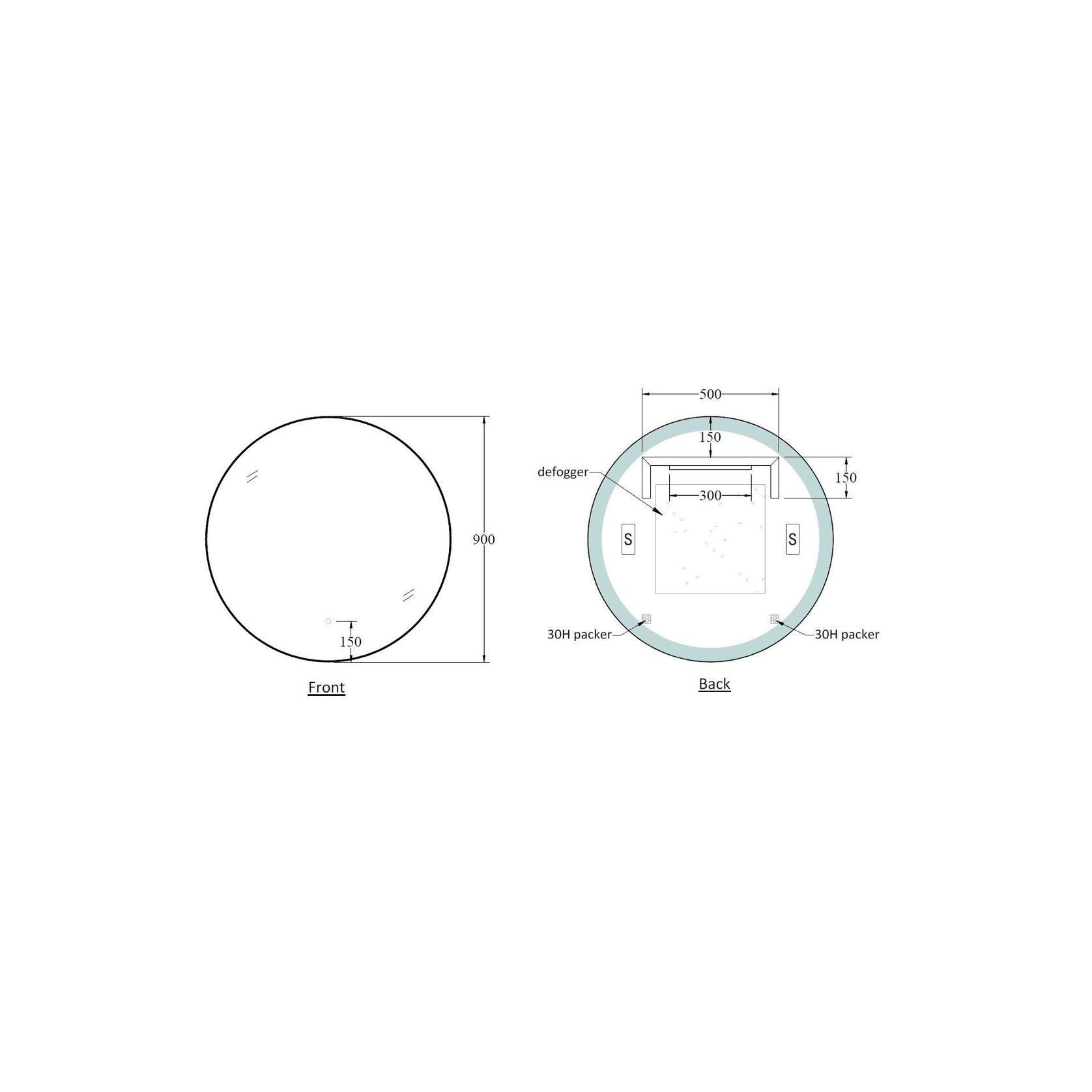 Code Solace Round Black Framed Led Mirror gallery detail image