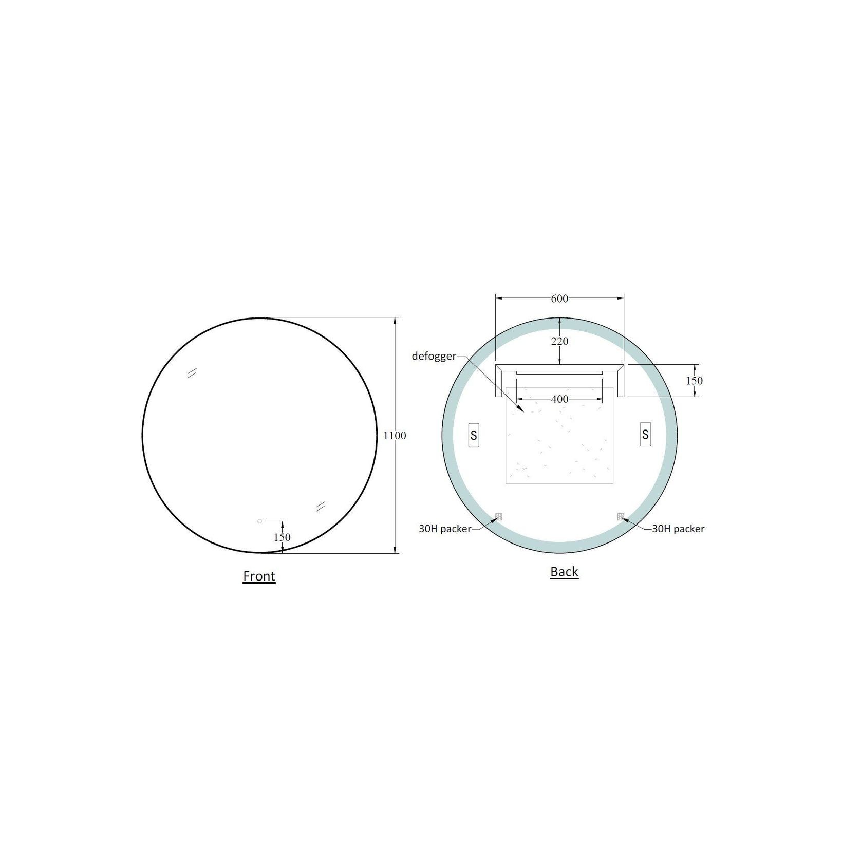 Code Solace Round Black Framed Led Mirror gallery detail image