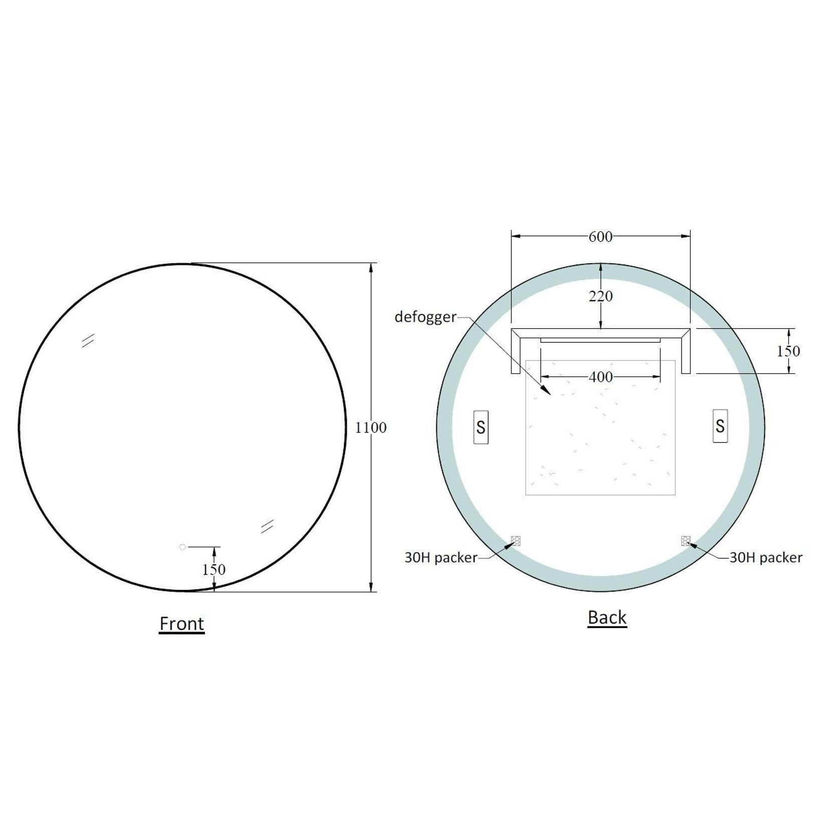 Solace Round Black Framed Led Mirror gallery detail image