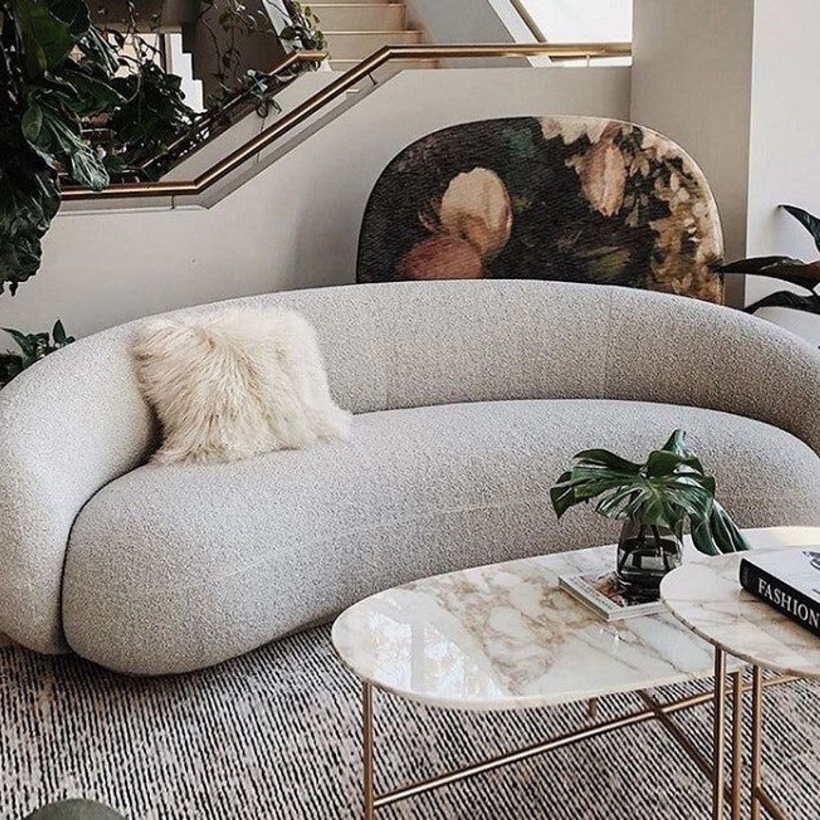 Curv Boucle Fabric Sofa gallery detail image
