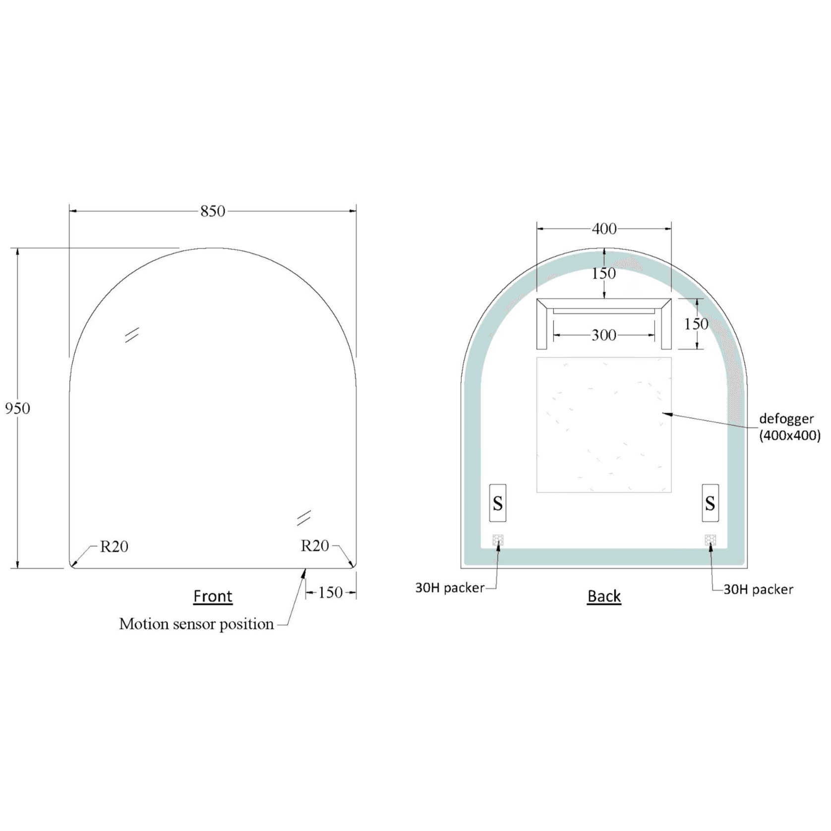 CODE Euro Arch 850 Led Mirror gallery detail image