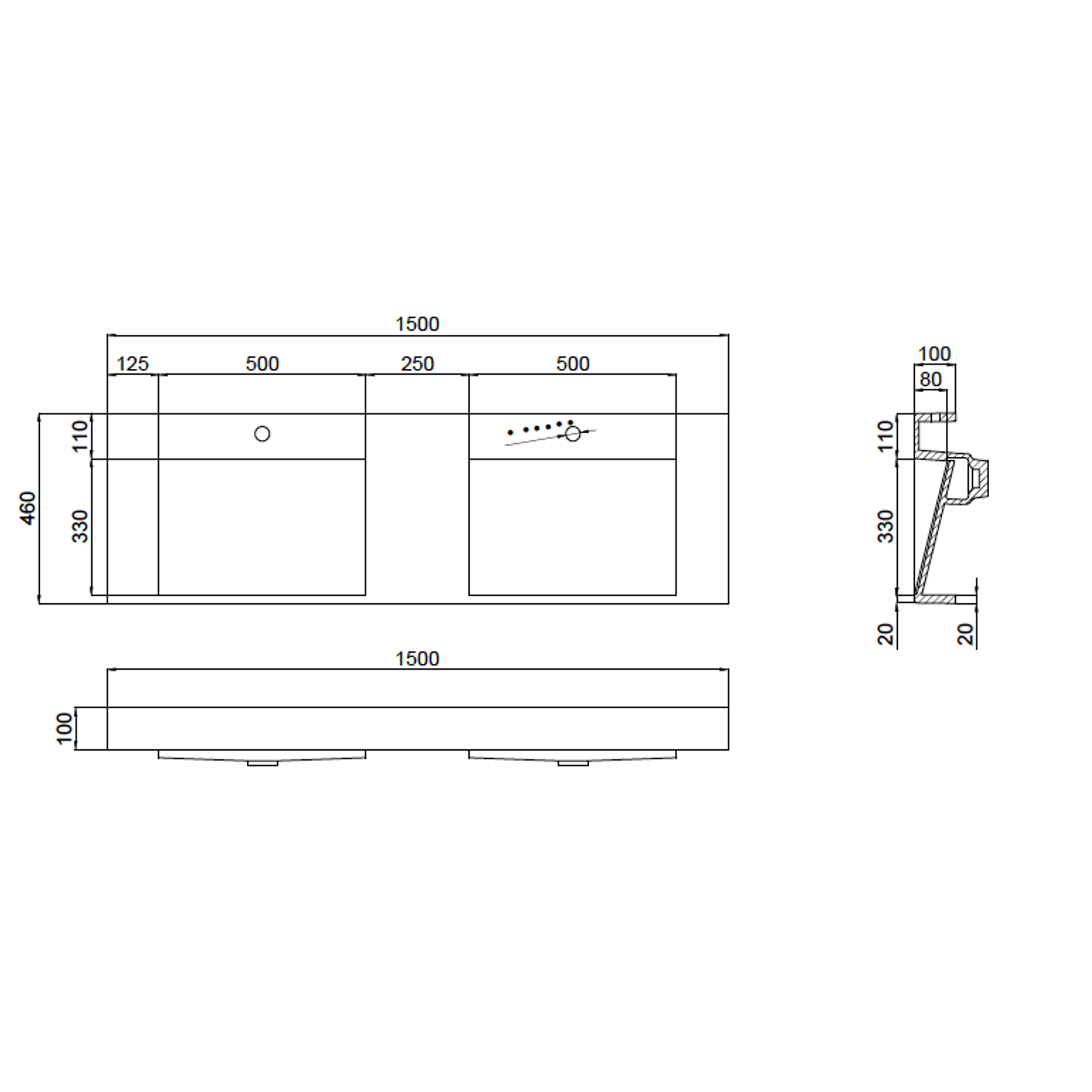 The Ramp Basin - Ramp C100-b 1500mm Double gallery detail image
