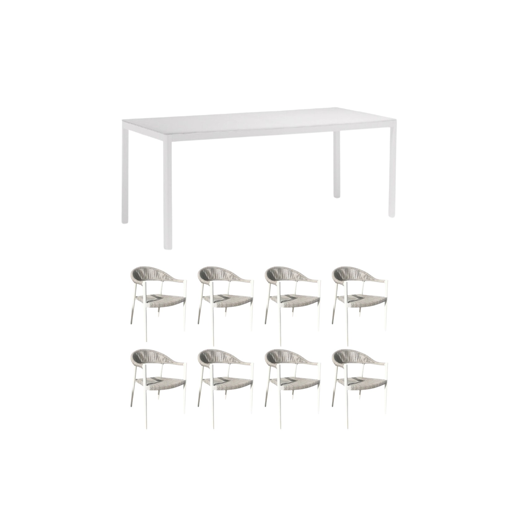 9 piece - Serena Outdoor Dining Set - Light Grey gallery detail image