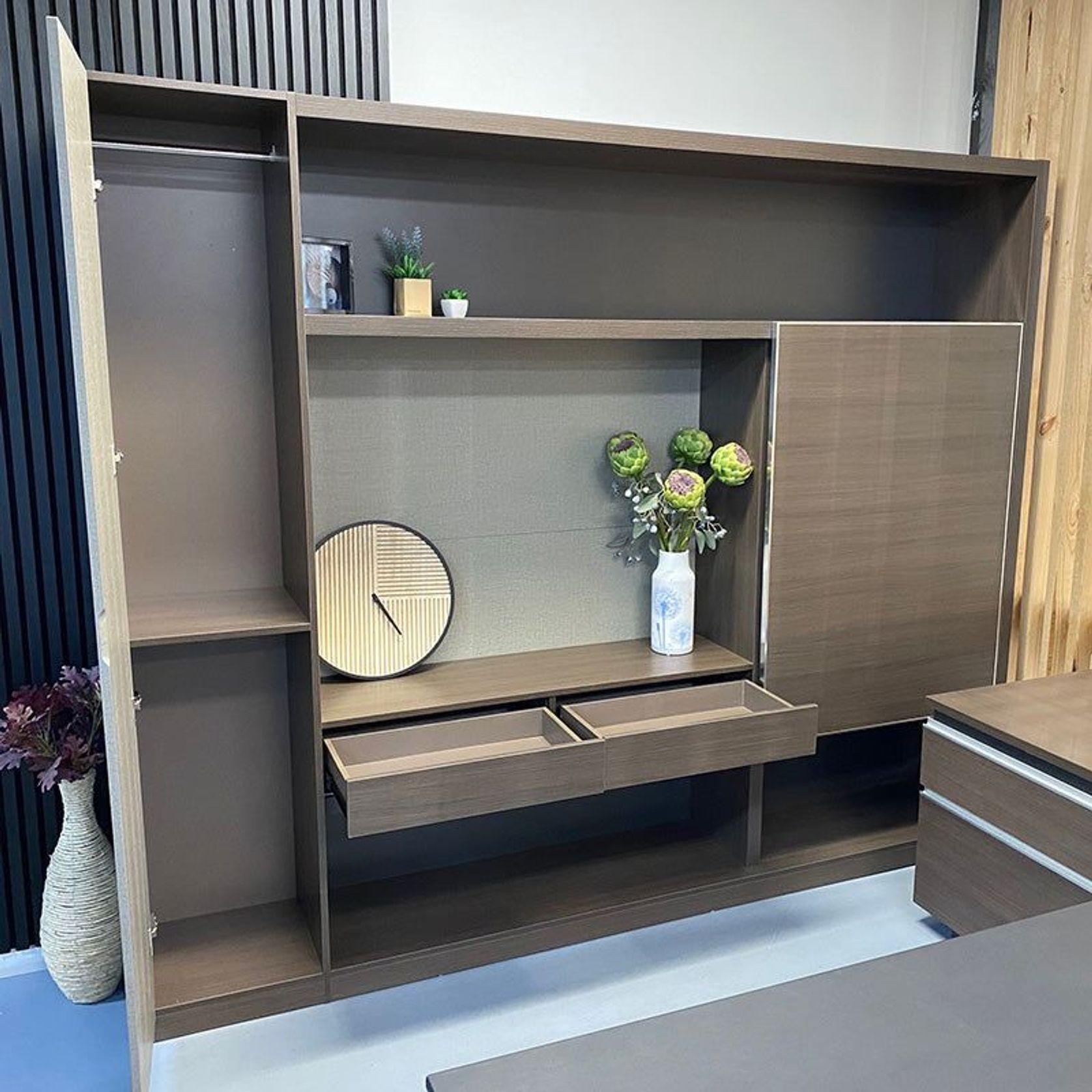 Carter Display Cabinet 2.4M - Coffee & Grey gallery detail image