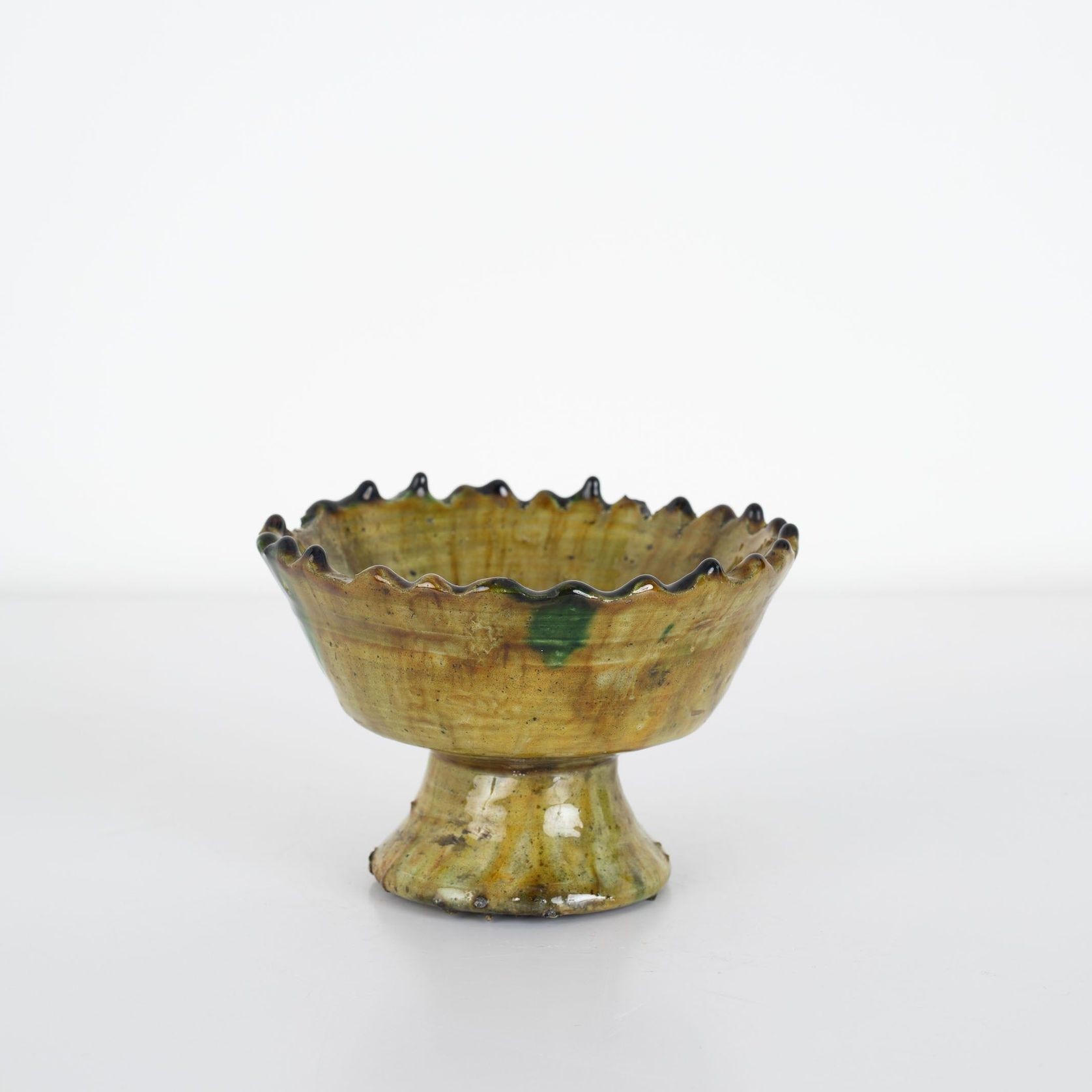 Moroccan Mustard Zig Zag Pedestal Bowl - Small gallery detail image