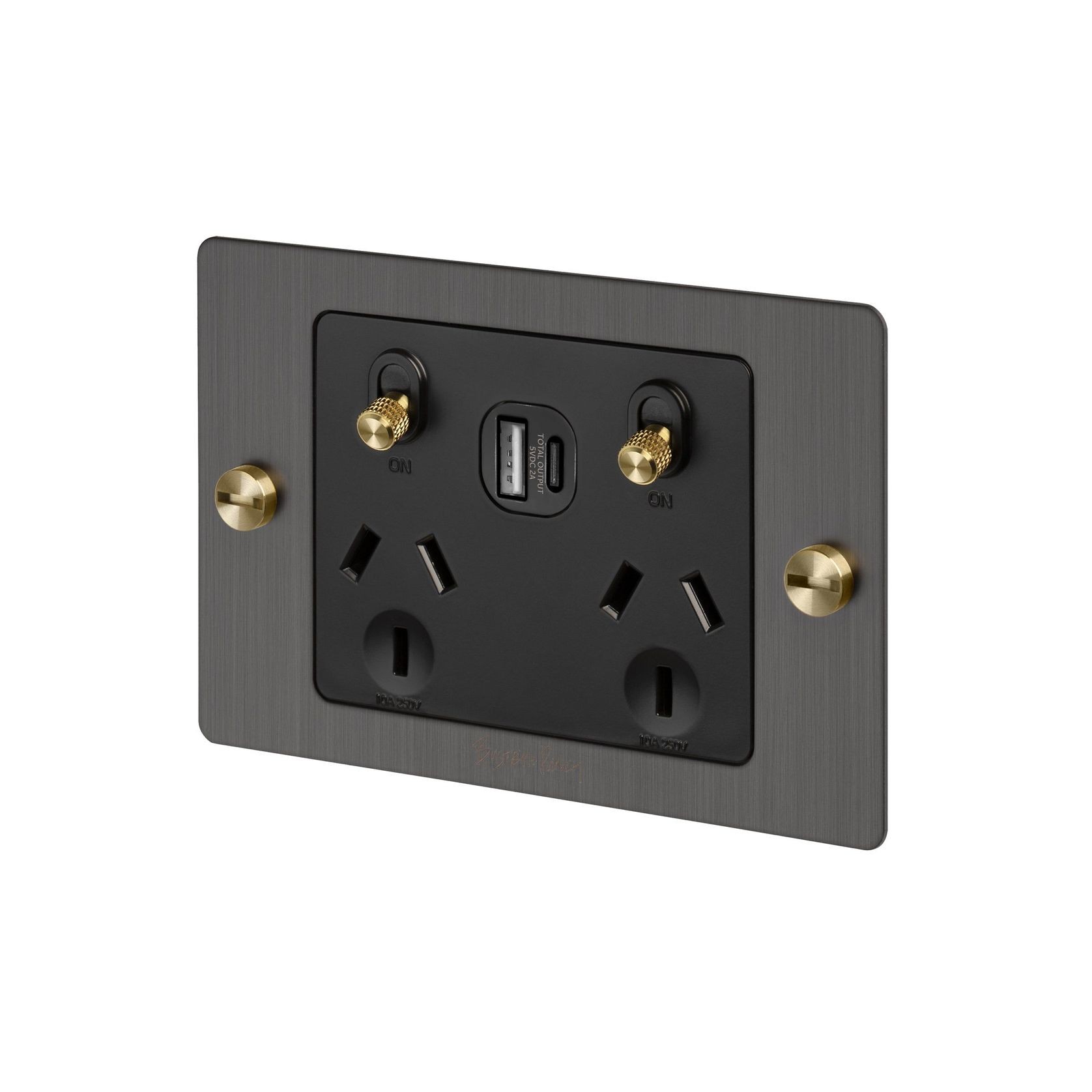 2 Gang GPO Socket Switch + Single USB A + C gallery detail image
