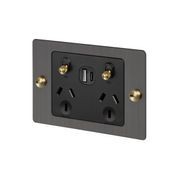 2 Gang GPO Socket Switch + Single USB A + C gallery detail image
