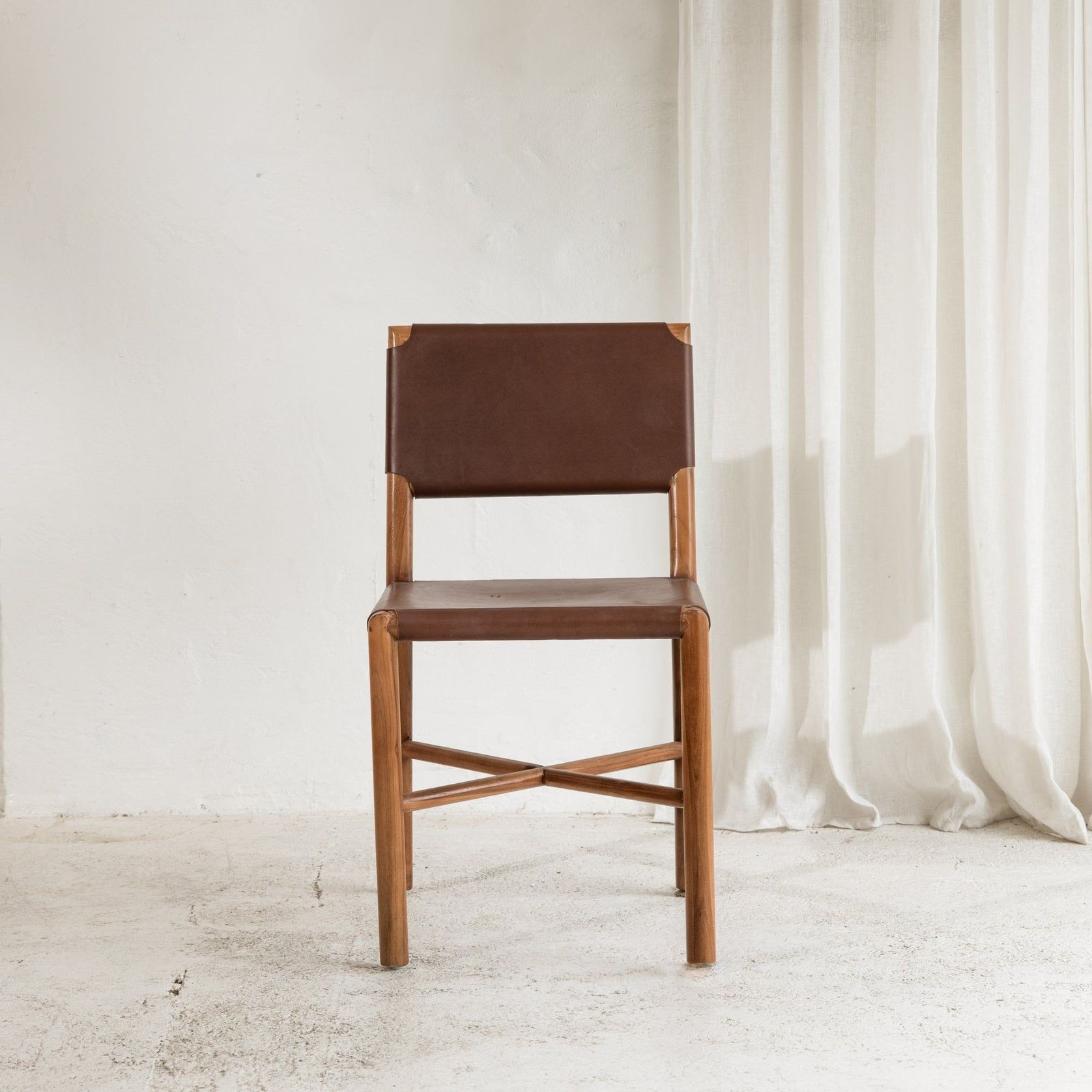 Soren Leather Dining Chair - Chocolate gallery detail image