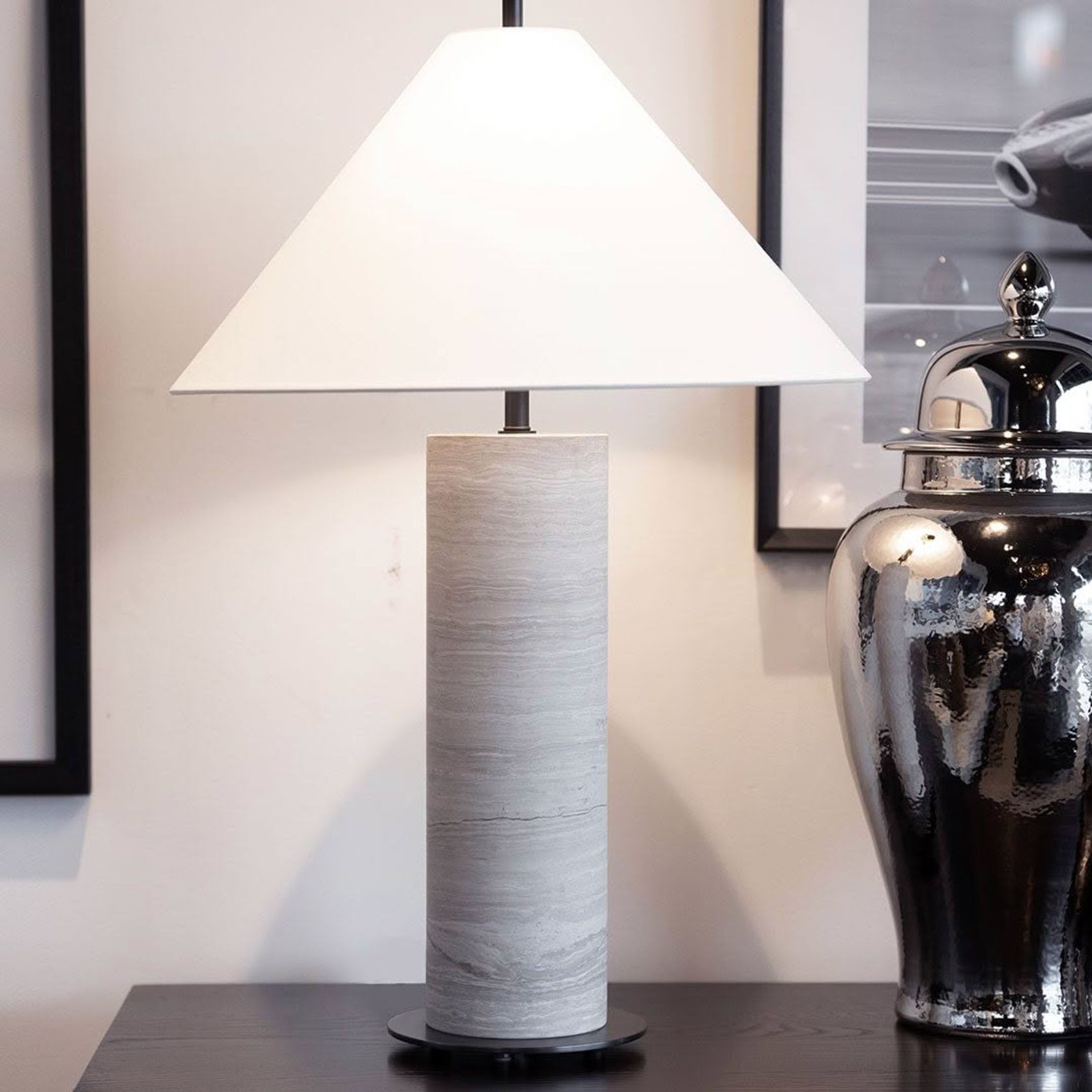 Sorrento Table Lamp - Grey Woodgrain Marble gallery detail image
