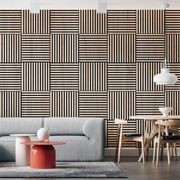 Square WOODFLEX Acoustic Wood Slat Wall Tiles - Oak Veneer - 4pc Set gallery detail image