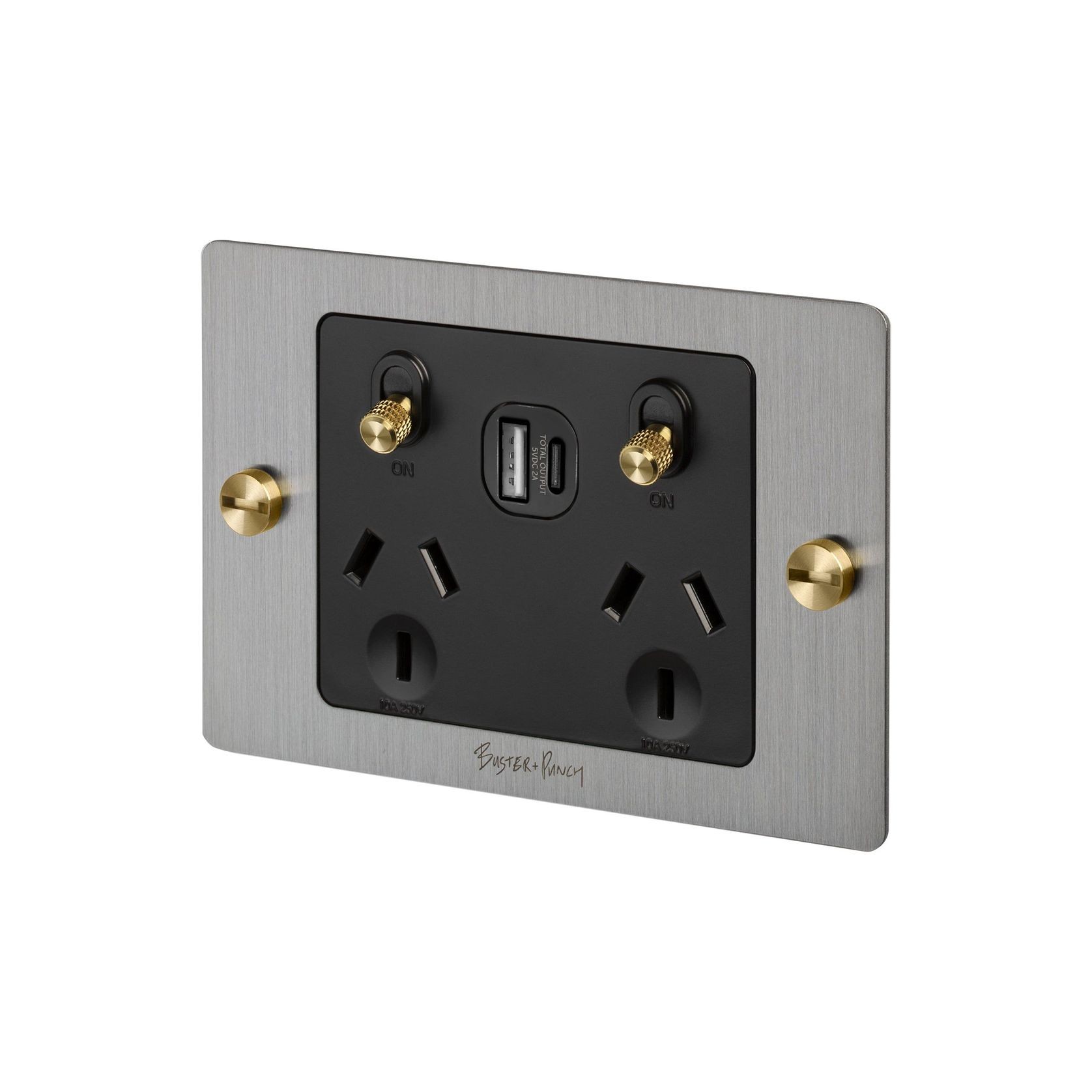 2 Gang GPO Socket Switch + Single USB A + C gallery detail image