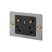 2 Gang GPO Socket Switch + Single USB A + C gallery detail image
