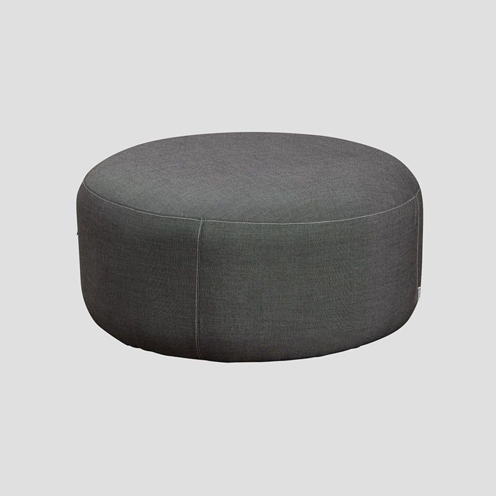 Sunbrella Round Ottoman - Charcoal Tweed gallery detail image