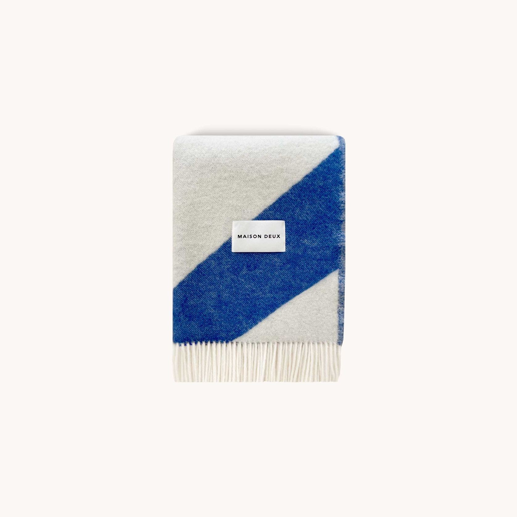 Maison Deux Swirl - Cobalt White | Large Reversible Wool Throw gallery detail image