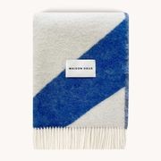 Maison Deux Swirl - Cobalt White | Large Reversible Wool Throw gallery detail image